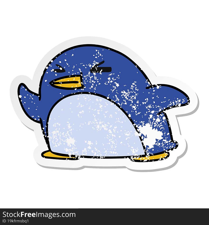 distressed sticker cartoon kawaii of a cute penguin