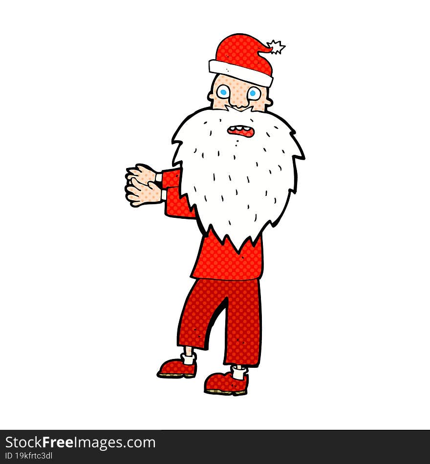 cartoon man in santa hat