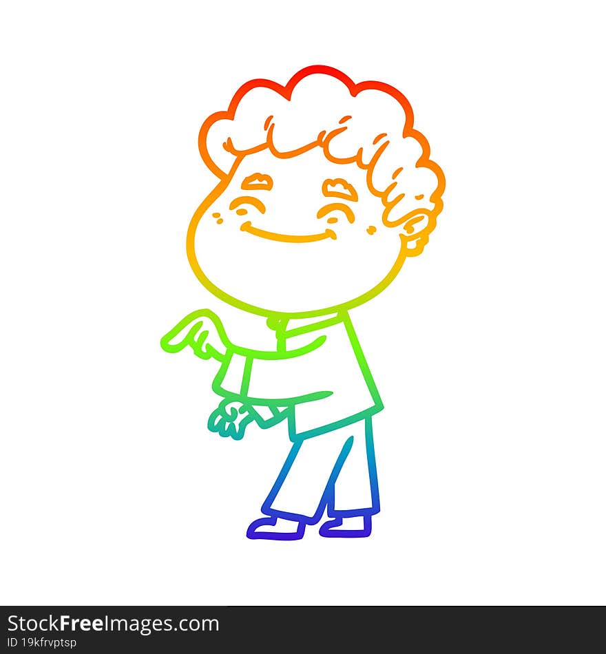 rainbow gradient line drawing cartoon friendly man