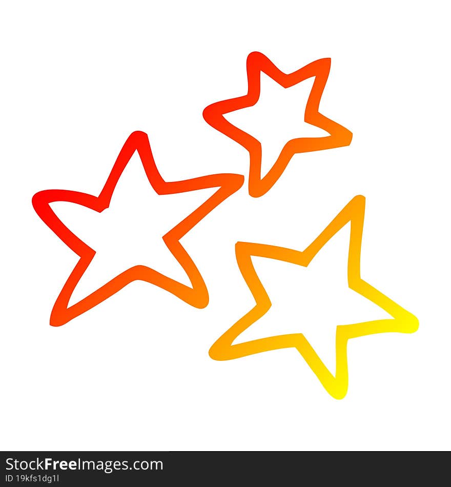 warm gradient line drawing cartoon yellow stars