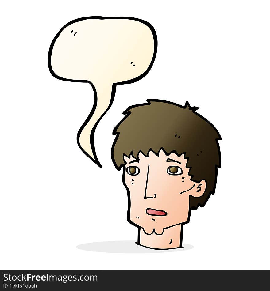 Cartoon Worried Man With Speech Bubble