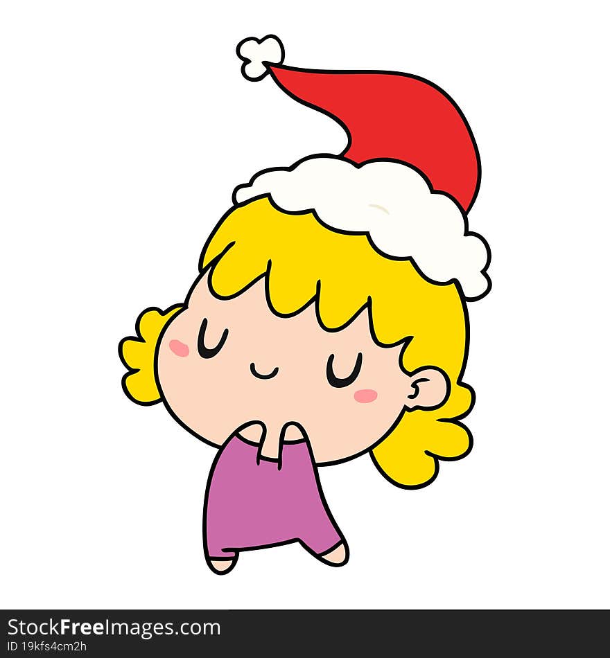 hand drawn christmas cartoon of kawaii girl