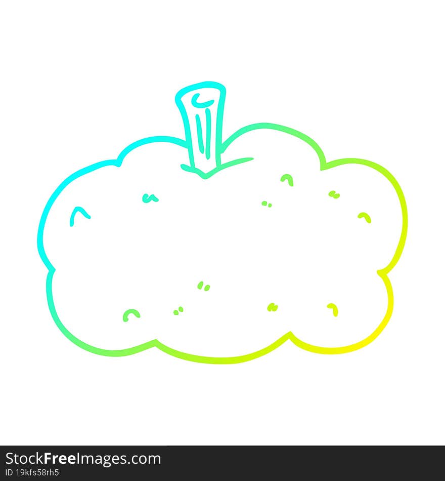 cold gradient line drawing cartoon pumpkin