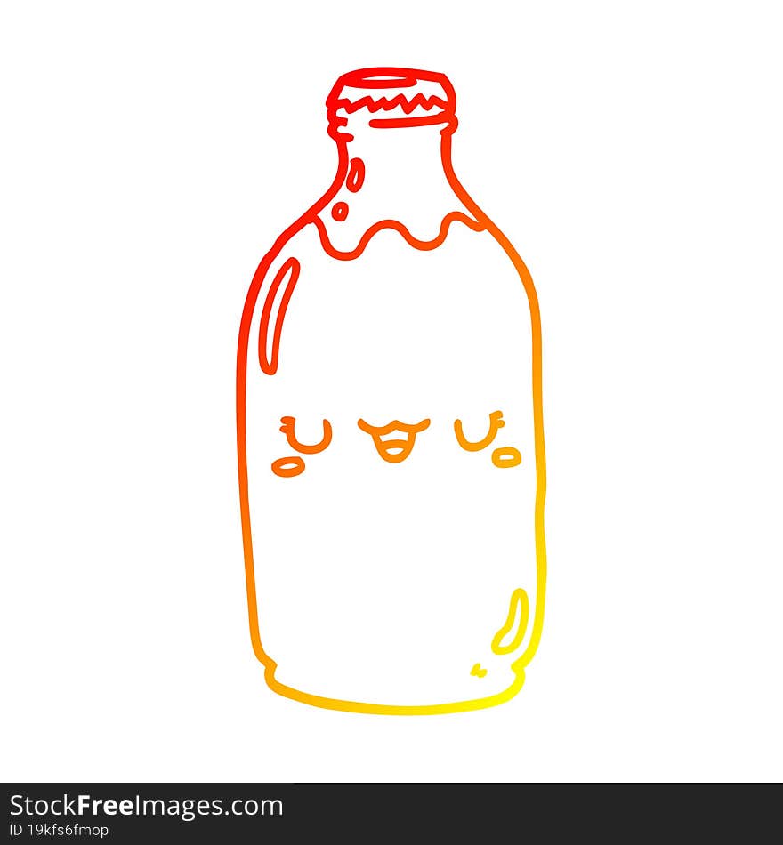 Warm Gradient Line Drawing Cute Cartoon Milk Bottle