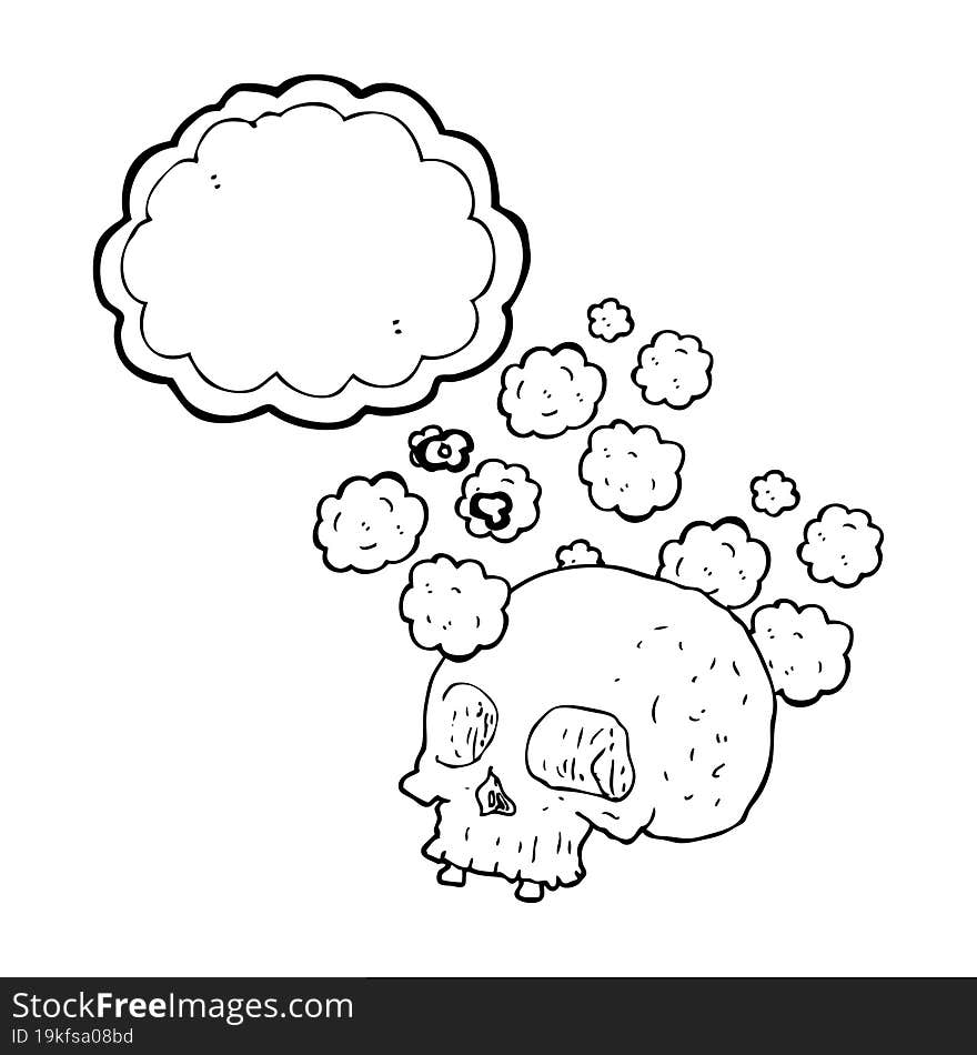 thought bubble cartoon old skull