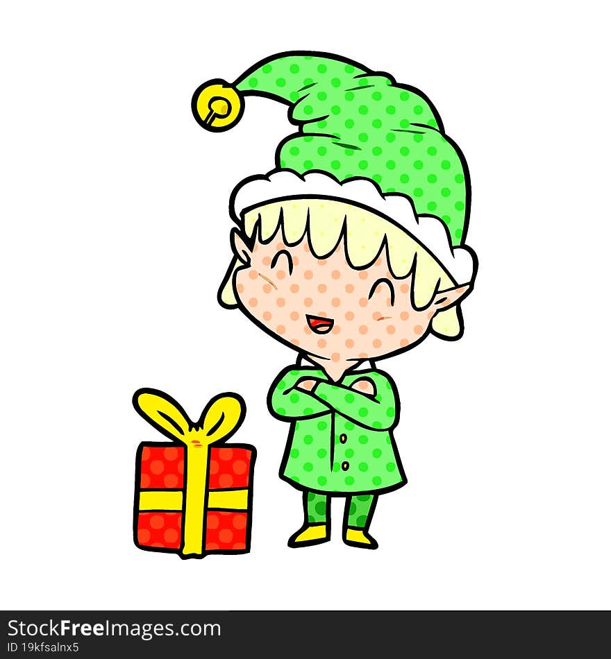 cartoon happy christmas elf. cartoon happy christmas elf