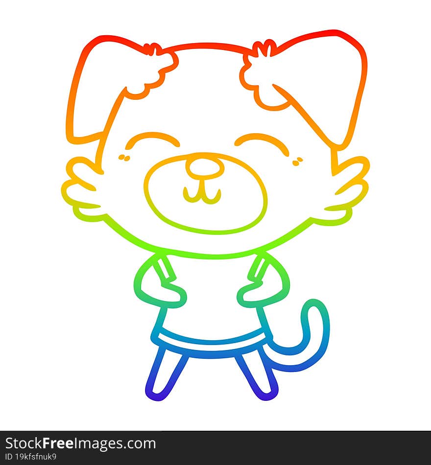 Rainbow Gradient Line Drawing Cartoon Dog