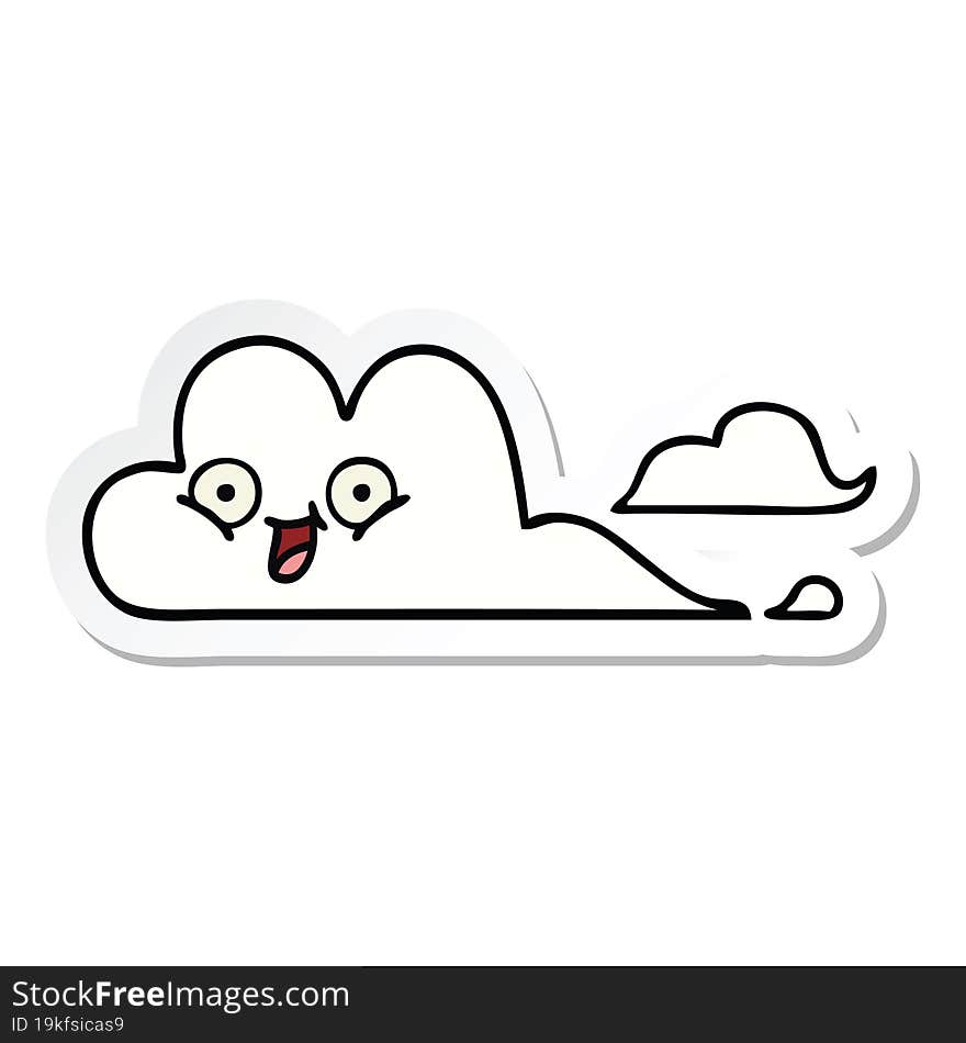 sticker of a cute cartoon happy cloud