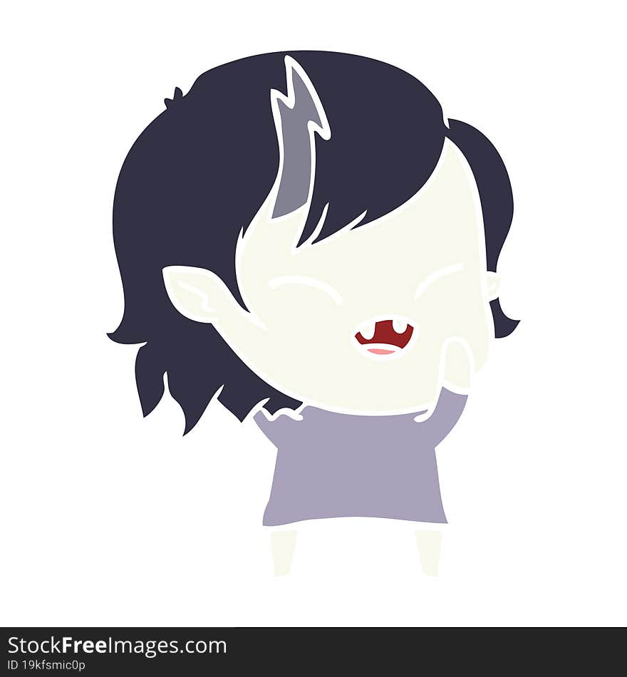 Flat Color Style Cartoon Laughing Vampire Girl