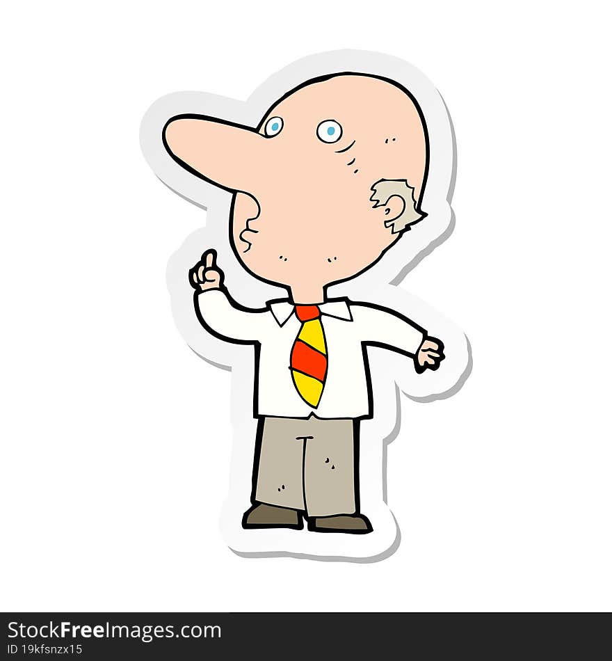 Sticker Of A Cartoon Bald Man Asking Question