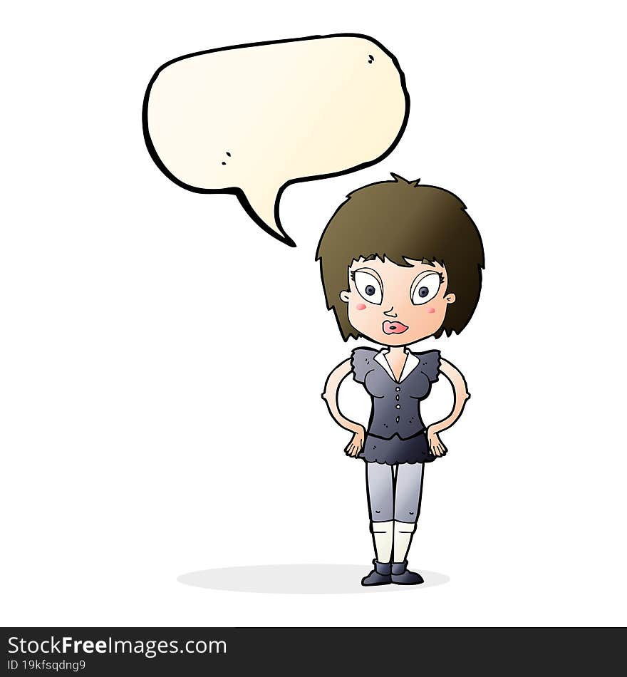 cartoon pretty girl with speech bubble