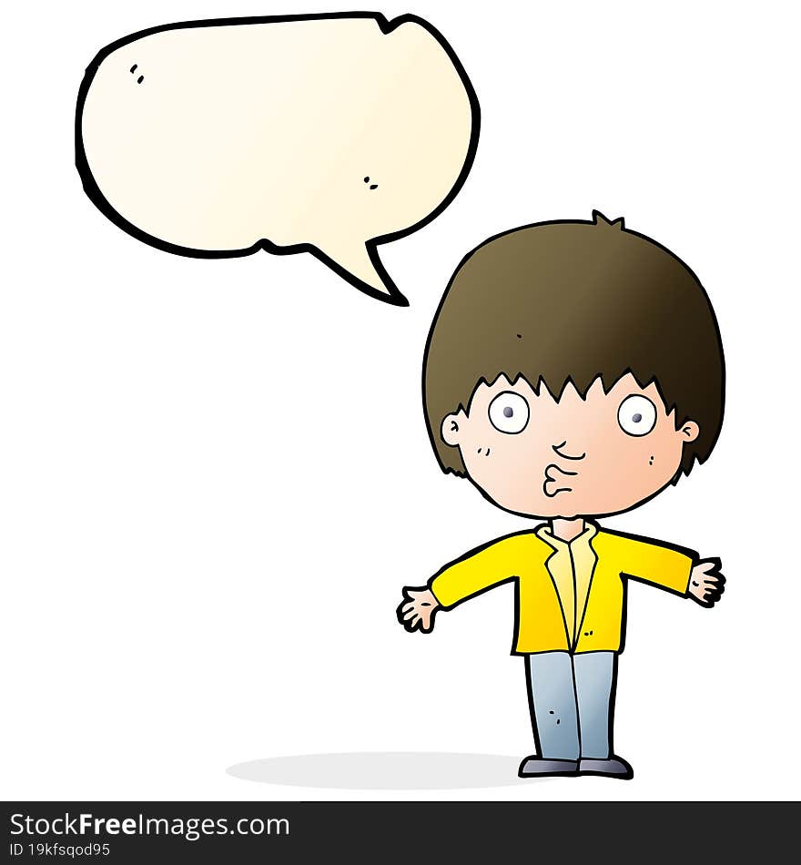 cartoon amazed boy with speech bubble