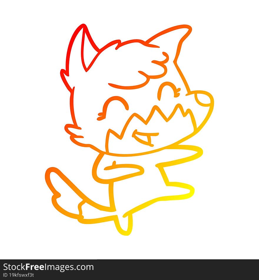 warm gradient line drawing happy cartoon fox