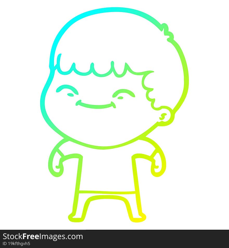 cold gradient line drawing cartoon happy boy