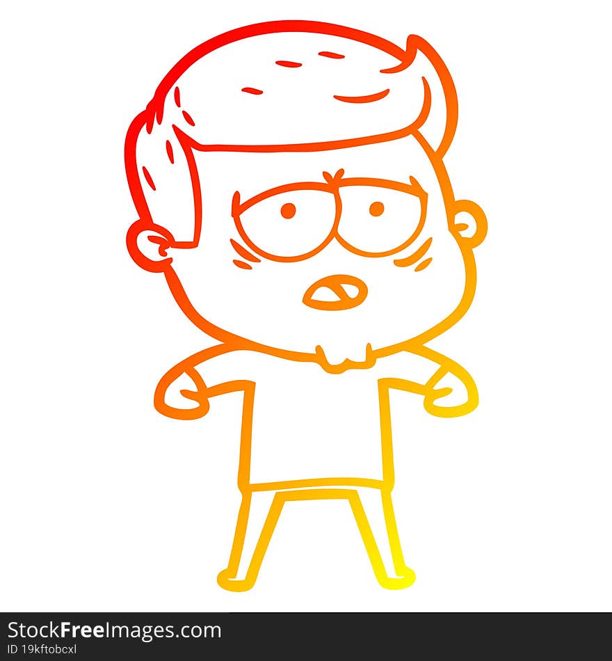 Warm Gradient Line Drawing Cartoon Tired Man