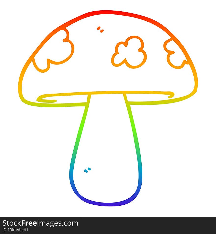 Rainbow Gradient Line Drawing Cartoon Mushroom