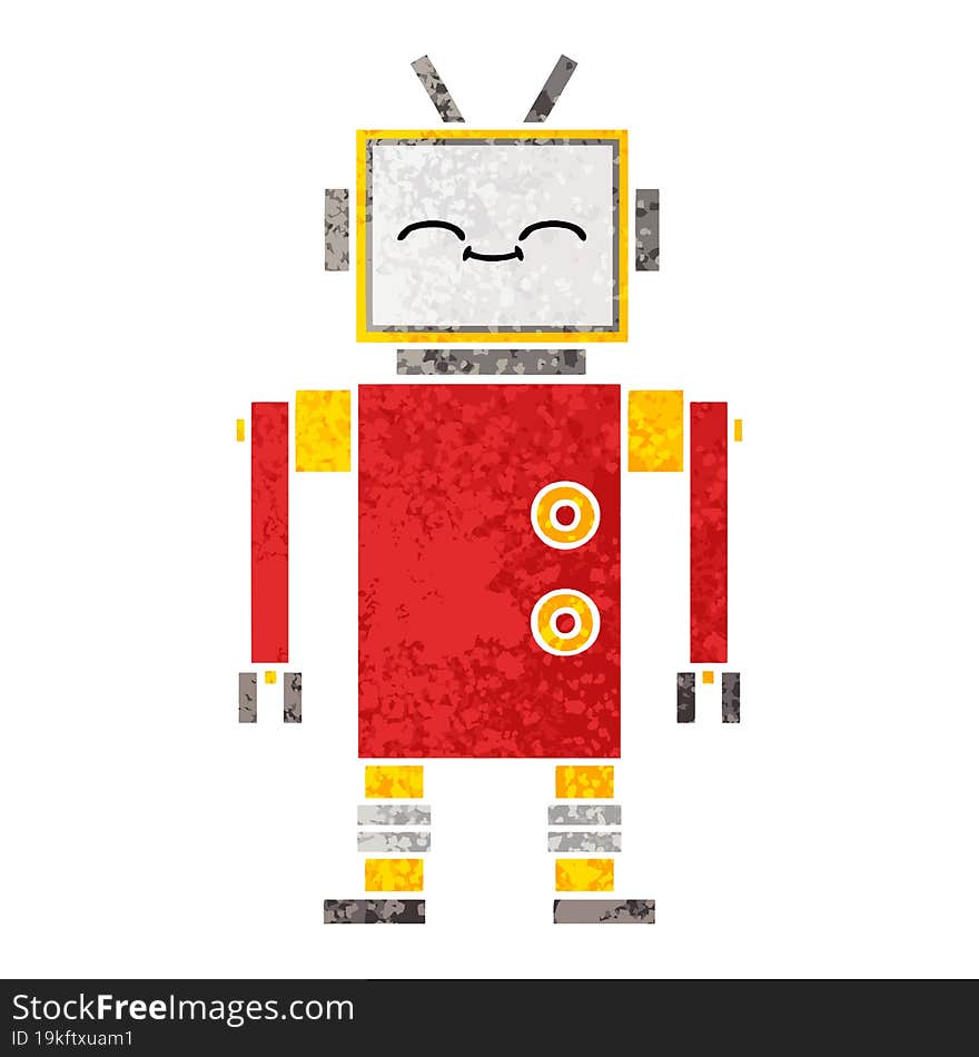 Retro Illustration Style Cartoon Robot