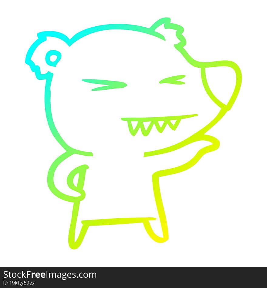 cold gradient line drawing of a angry bear cartoon