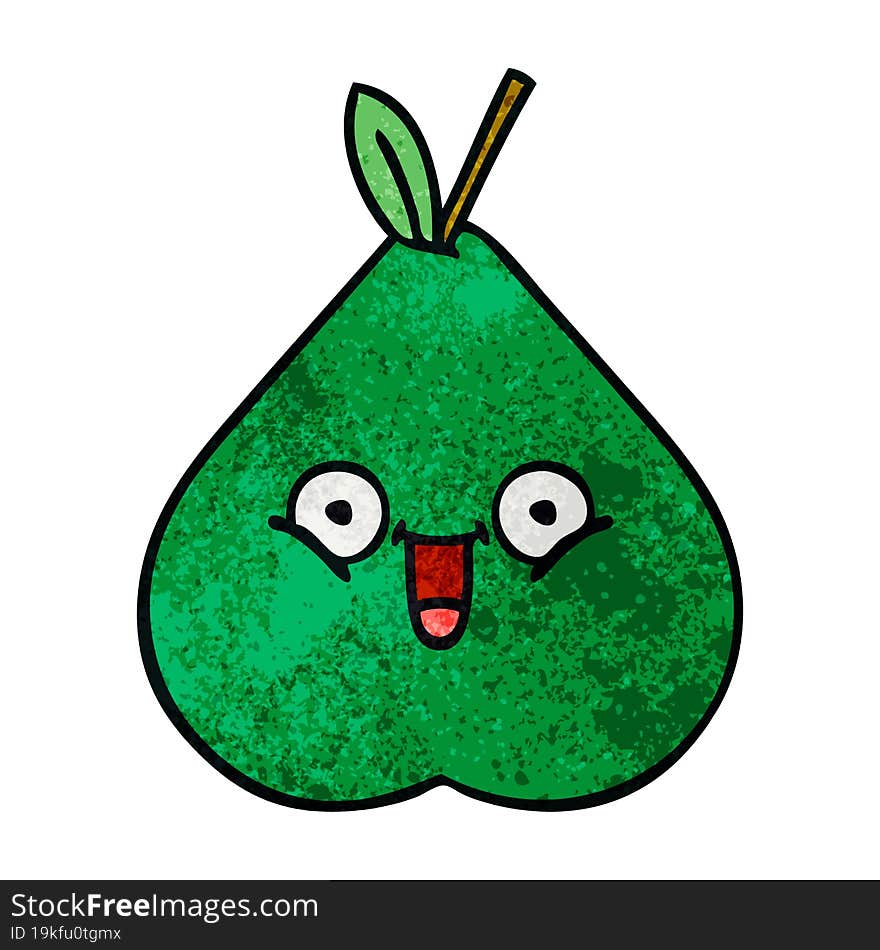 retro grunge texture cartoon of a pear