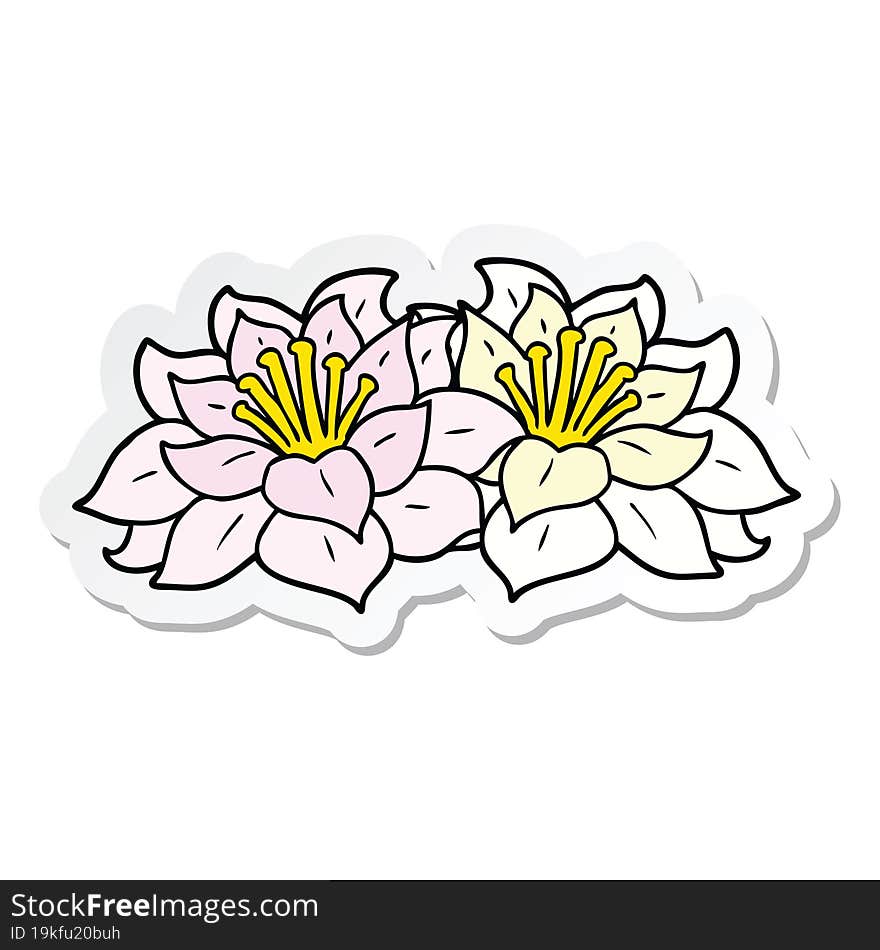 sticker of a cartoon flowers