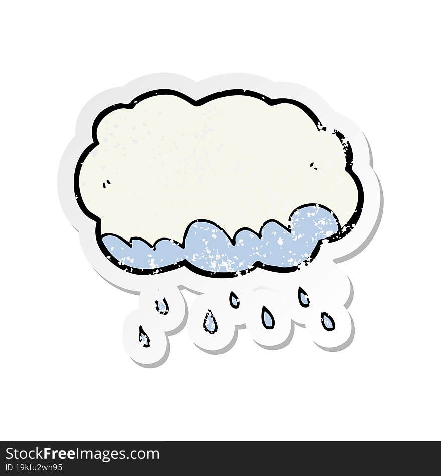 distressed sticker of a cartoon rain cloud