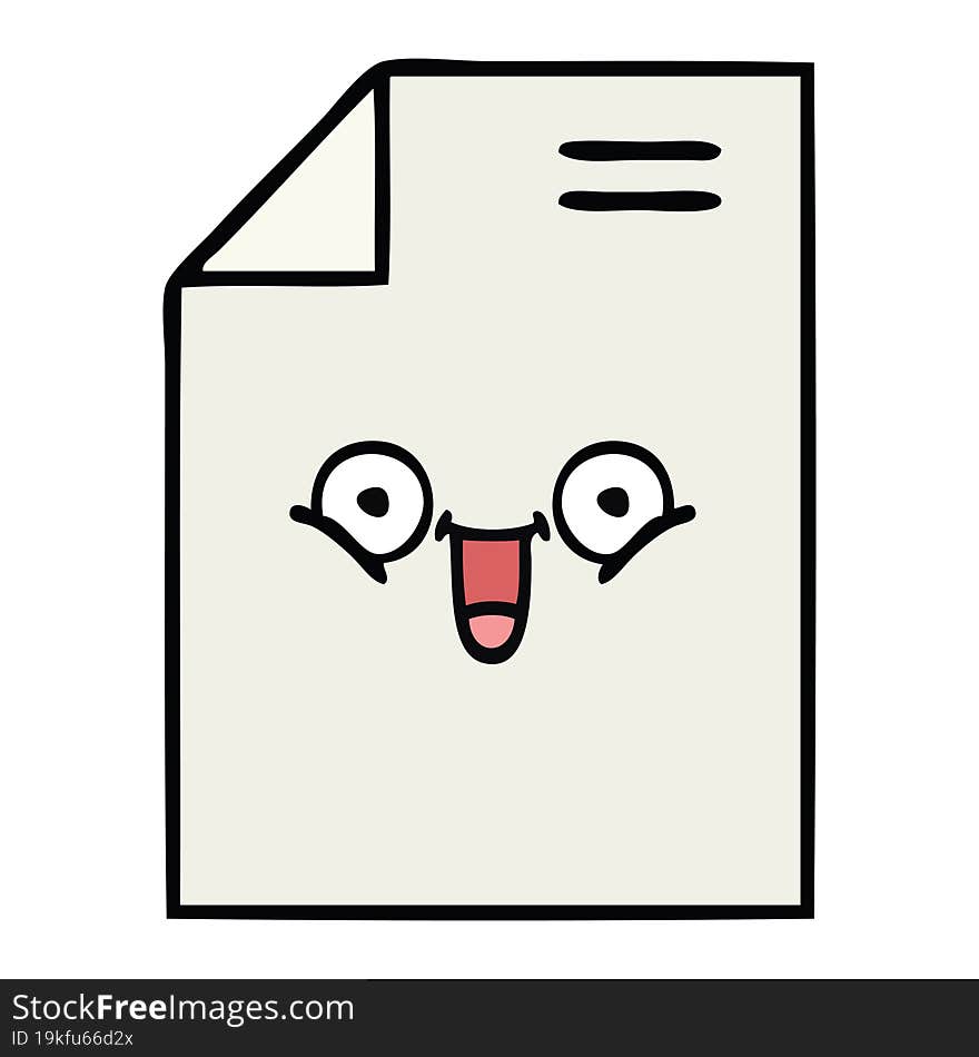 cute cartoon of a sheet of paper. cute cartoon of a sheet of paper