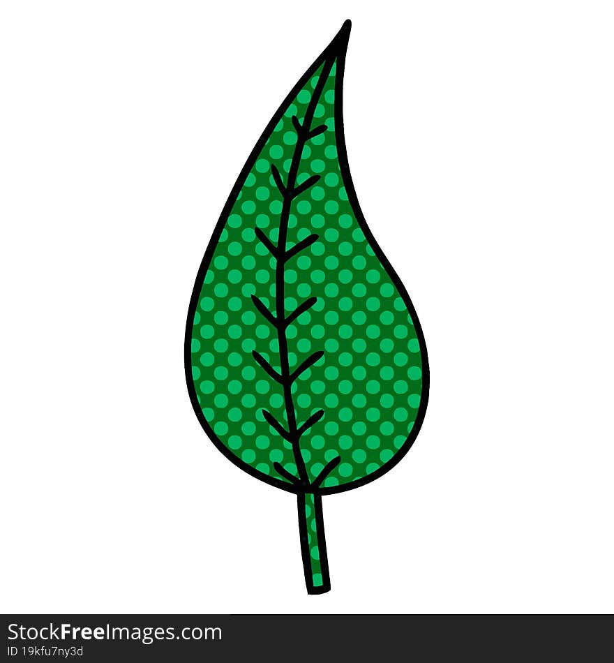 comic book style cartoon green leaf