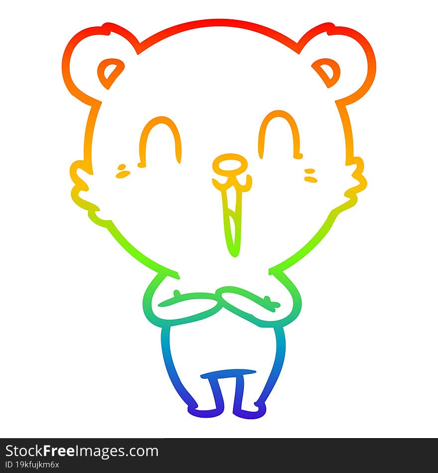 rainbow gradient line drawing happy cartoon polar bear