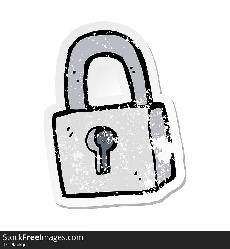 retro distressed sticker of a cartoon padlock