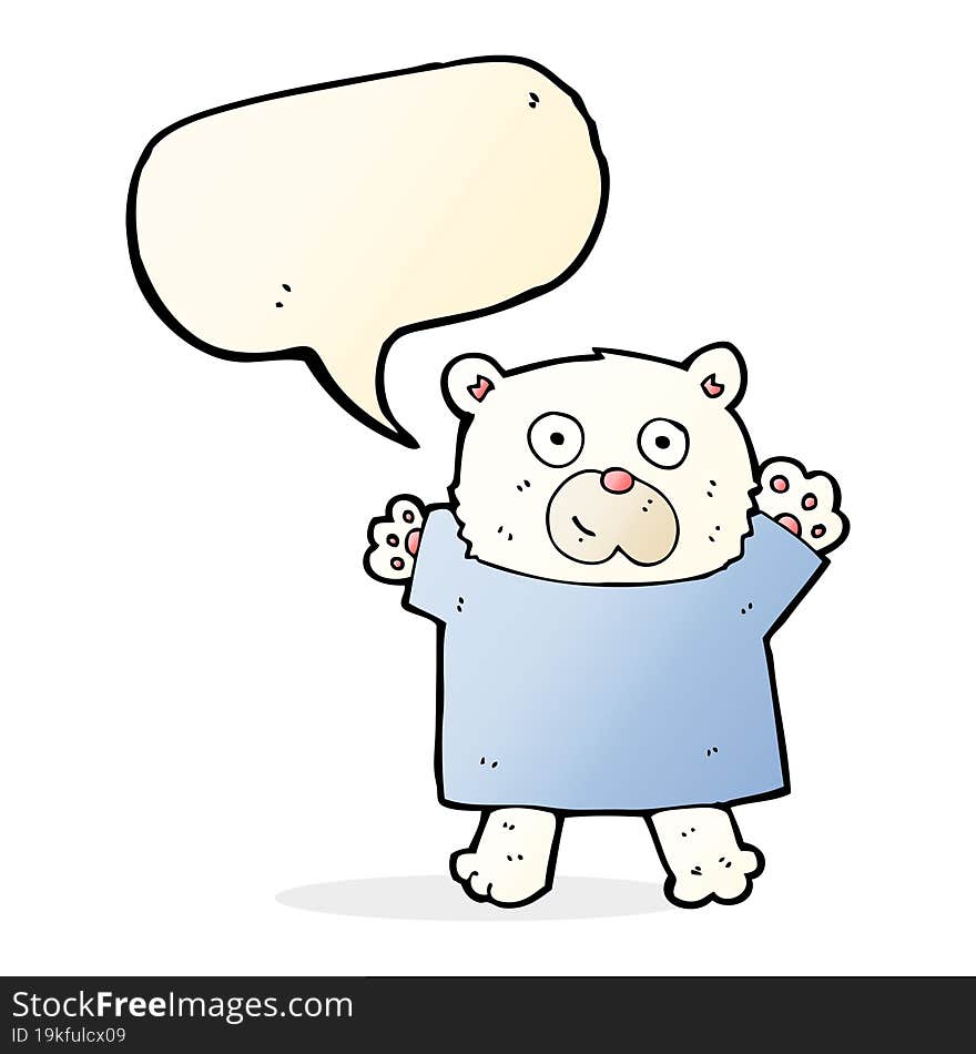 cartoon cute polar bear with speech bubble