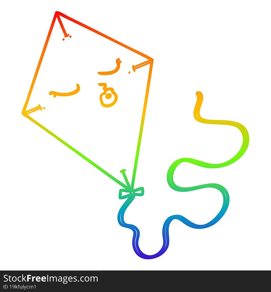 rainbow gradient line drawing cartoon kite