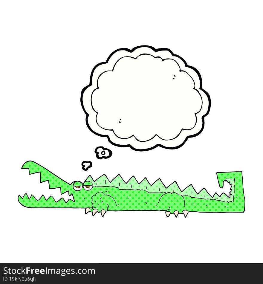 freehand drawn thought bubble cartoon crocodile