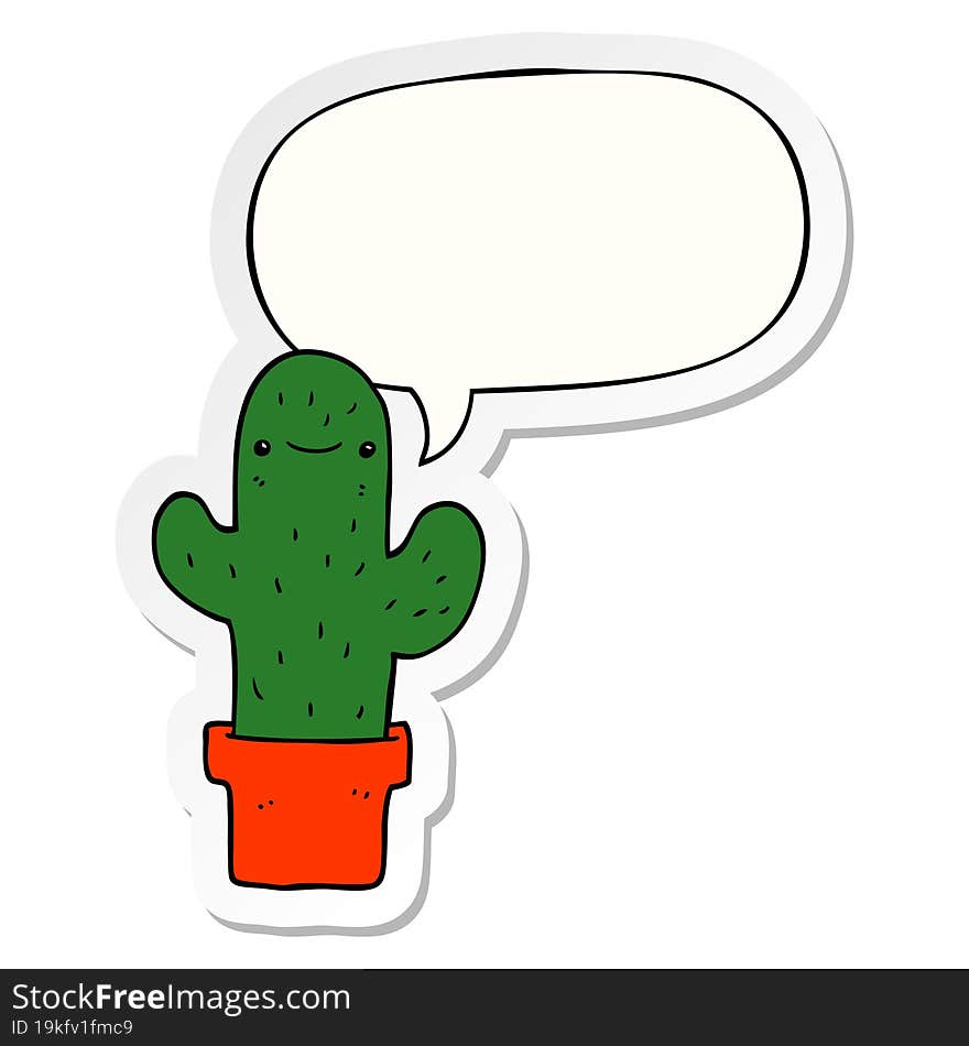 cartoon cactus and speech bubble sticker