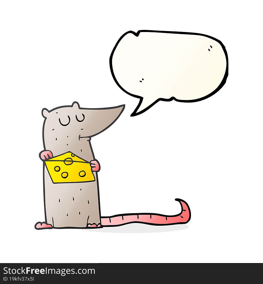 speech bubble cartoon mouse with cheese