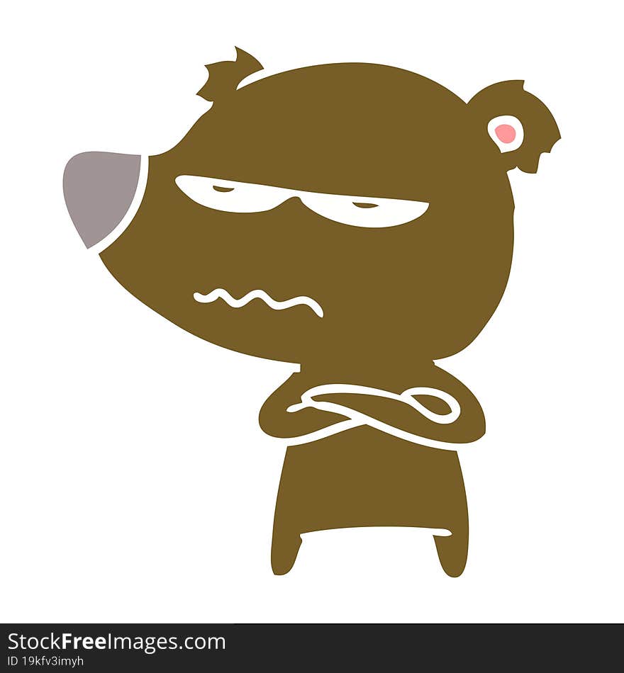 angry bear flat color style cartoon