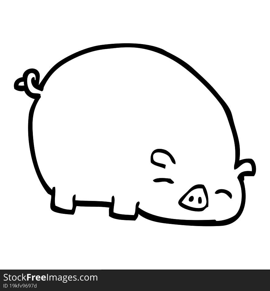 black and white cartoon pig