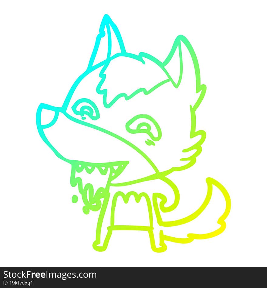 cold gradient line drawing cartoon hungry wolf