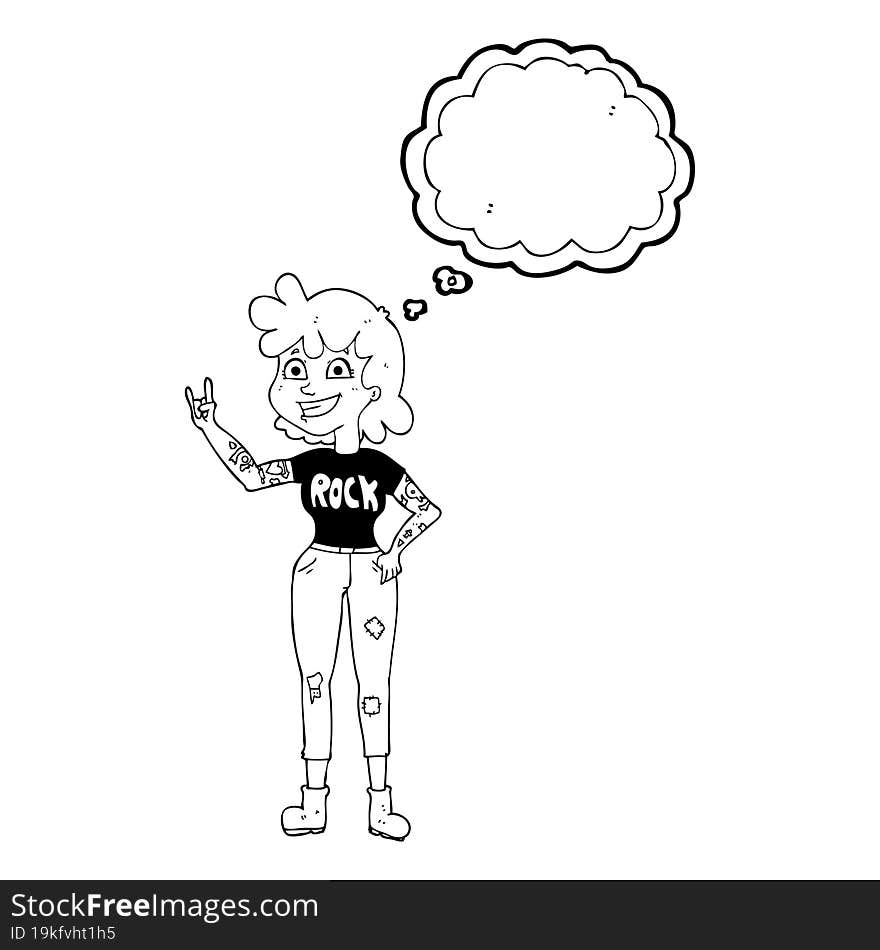 thought bubble cartoon rock girl