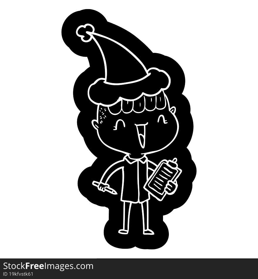 Cartoon Icon Of A Happy Boy Surprised Wearing Santa Hat