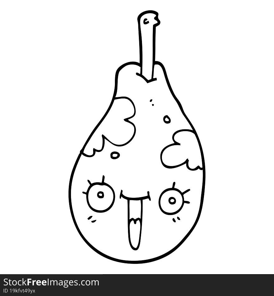 Line Drawing Cartoon Fresh Pear