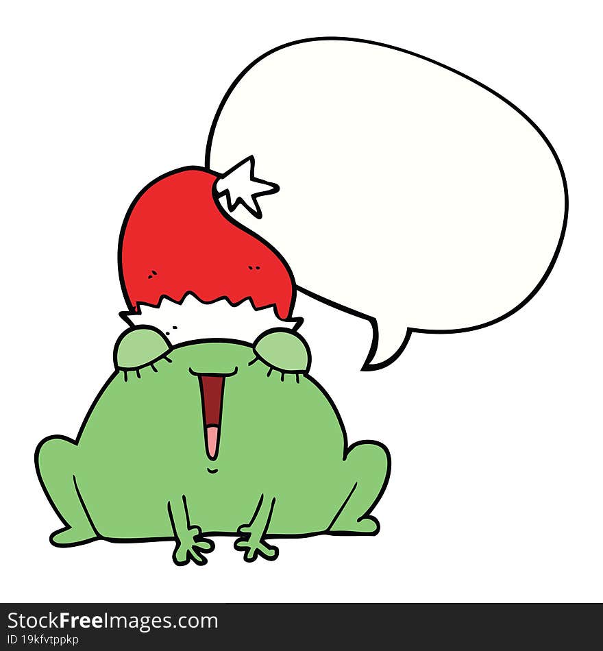 cute cartoon christmas frog with speech bubble