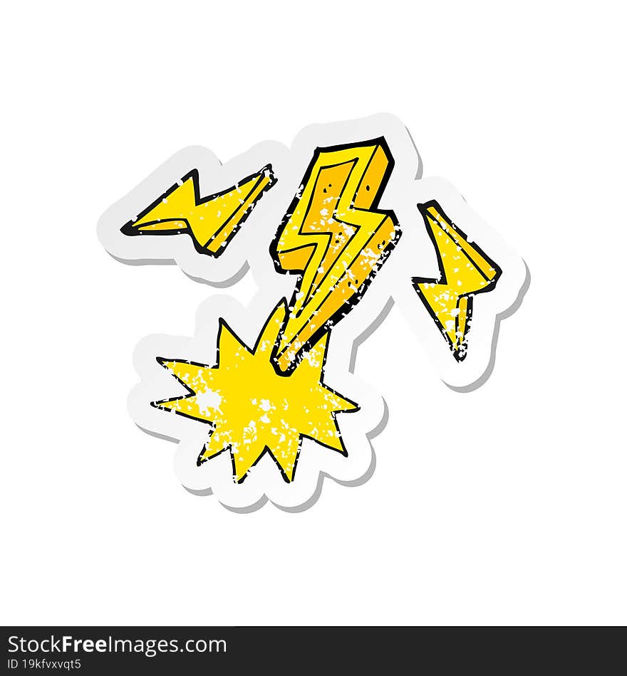 retro distressed sticker of a cartoon lightning bolt doodle