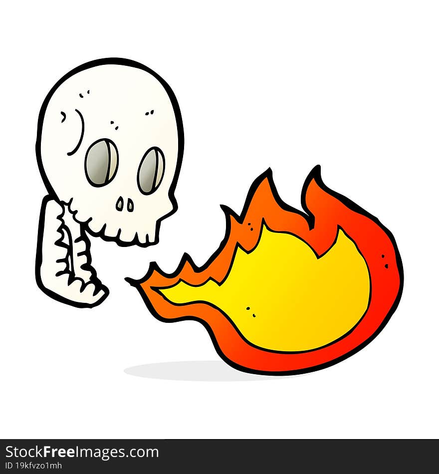 cartoon fire breathing skull