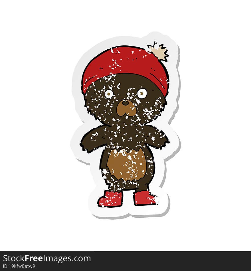 retro distressed sticker of a cartoon cute teddy bear