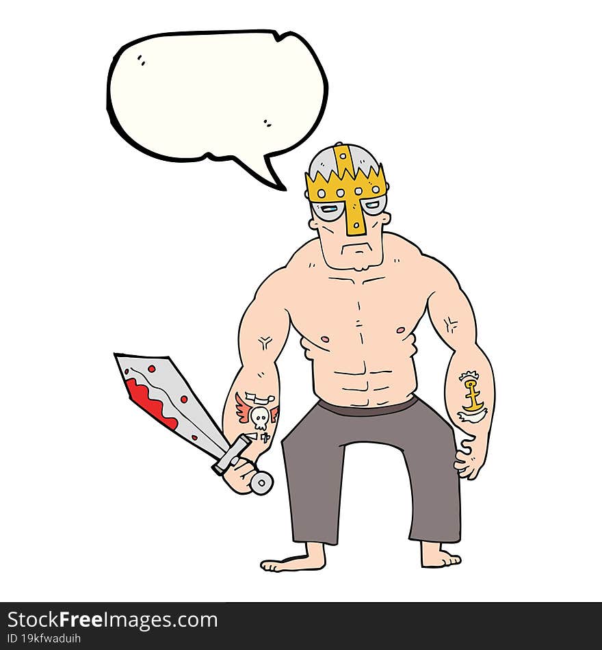 speech bubble cartoon warrior