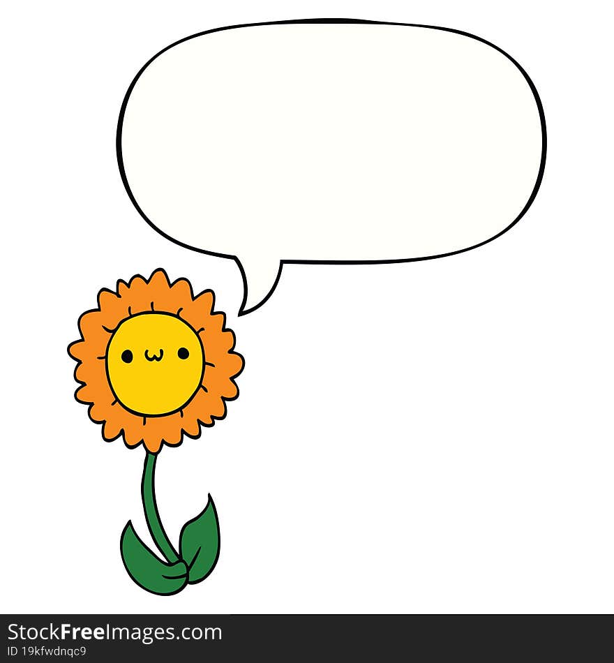 cartoon flower and speech bubble