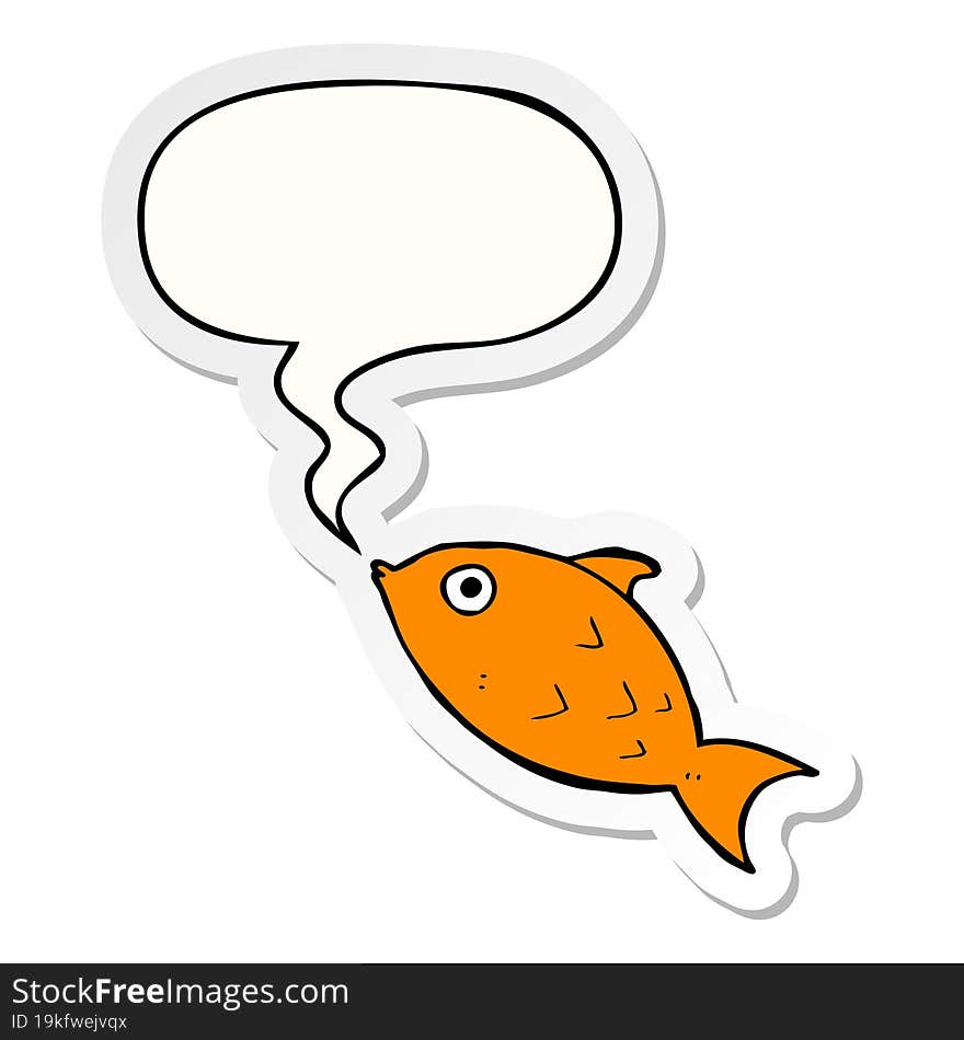 cartoon fish and speech bubble sticker