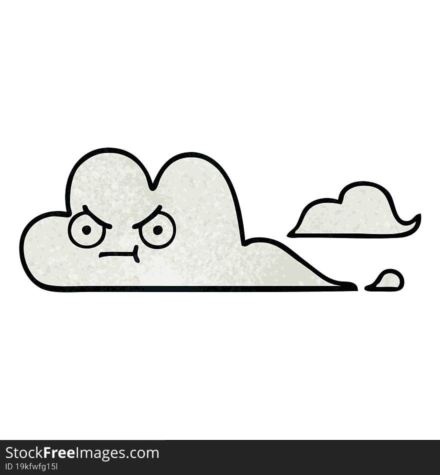 retro grunge texture cartoon of a white cloud