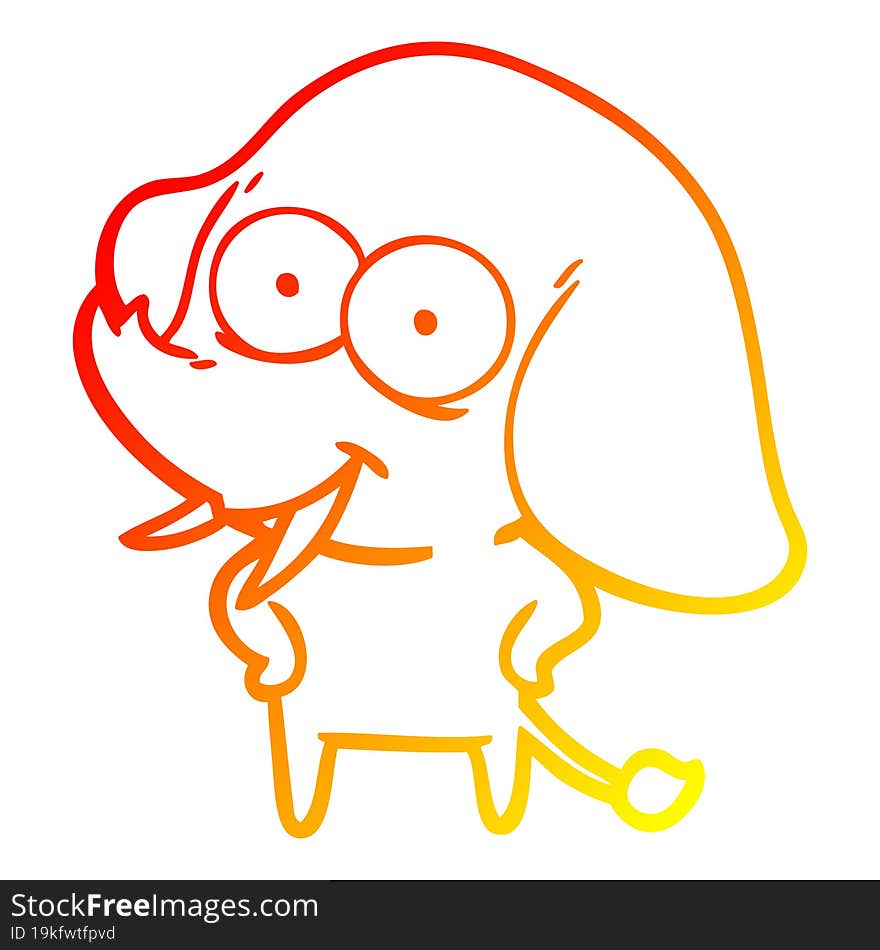 warm gradient line drawing happy cartoon elephant