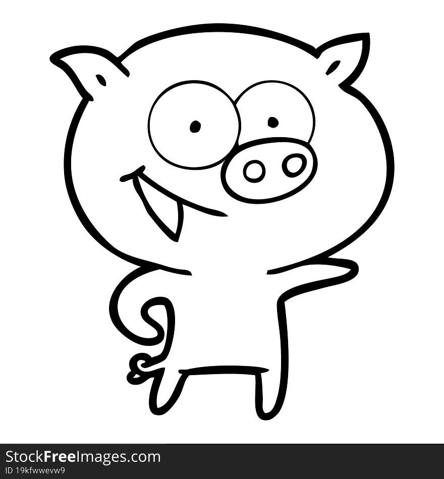 cheerful pig cartoon. cheerful pig cartoon